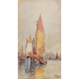 Frederick James Aldridge (1850-1933) At port, Venice Signed, watercolour, 22cm by 12.5cm
