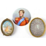 A German Porcelain Circular Plate, 19th century, painted with a bust portrait of Prince Albert in