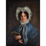 English School (19th Century) Portrait of a lady wearing a lace bonnet Oil on canvas, 60cm by 45cm