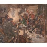 William Fulton-Brown RSW (1873-1905) Merrymaking; tavern interior Signed, watercolour, 61cm by 74cm