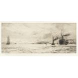 William Lionel Wylie RA RBA RE RI NEAC (1851-1931) ''Dumbarton Rock'' Signed, etching, titled to