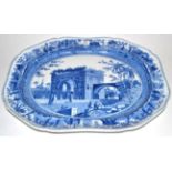 A Spode Pearlware Meat Platter, circa 1815, printed in underglaze blue with The Triumphal Arch of