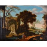 Italian School (19th century) Figures before architectural ruins Oil on canvas, 46.5cm by 60.5cm