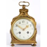 A Gilt Metal Striking Pendule d'Officier Clock, retailed by Thomas & Co, Paris, circa 1900,