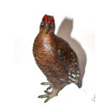An Austrian Cold Painted Bronze Model of a Grouse, early 20th century, naturalistically modelled and