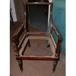 An Early 19th Century Mahogany Library Chair Frame, in the manner of Gillows, with reeded tapering