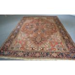 Heriz Carpet Iranian Azerbaijan, circa 1920 The chestnut field of angular vines with indigo