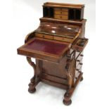 A Victorian Figured Walnut Piano Top Davenport, 3rd quarter 19th century, the sprung mechanism