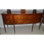 A George III Mahogany Bowfront Sideboard, early 19th century, with two central drawers flanked by