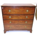 A Mahogany Straight Front Secretaire Chest, early 19th century, the moulded top above a deep