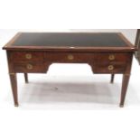 A French Mahogany Empire Writing Desk, mid 19th century, with modern black gilt tooled leather