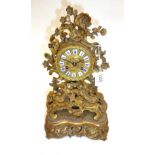 A Gilt Metal Striking Mantel Clock, signed Raingo A Paris, circa 1840, case with floral and scroll