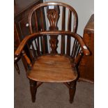 A Child's Yewwood and Ash Double Spindle-Back Windsor Armchair, mid 19th century, the pierced
