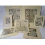 A collection of maps, six mounted and one unmounted, including Sturt Britannia Saxonica, strips maps