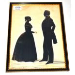 English School (circa 1840): A Silhouette Group of a Lady and Gentleman, standing looking toward