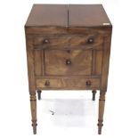 A Mahogany Washstand, circa 1820-30, with two hinged leaves enclosing apertures for a wash basin and
