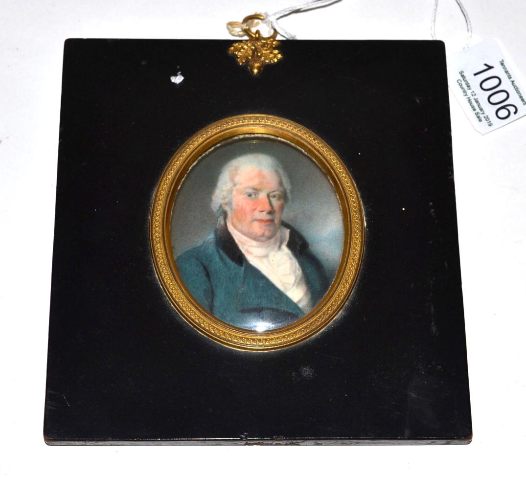 Robert William Satchwell (fl.1793-1818): A Miniature Bust Portrait of Mr Buck (?), wearing a white