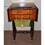 A Regency Mahogany Work Table, early 19th century, with two drop leaves above two fitted drawers
