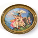 British School (19th century): A Miniature, depicting a Scotsman and a lady in an erotic embrace,