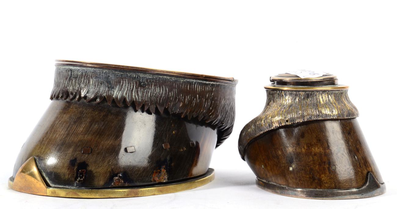 A Brass Mounted Horse's Hoof Inkwell, dated 1870, the hinged cover inscribed DUKE NOV.R 22ND