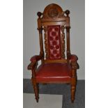 A Carved Oak Armchair, late 19th century, the verso stamped "Spencer & Co. Masonic Manufacturer's