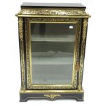 A Mid 19th Century Ebonised and Brass Inlaid Boulle Style Display Cabinet, the staged top above a