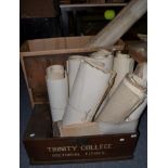 A Trinity College Cambridge rectorial tithes wooden box, circa 1890, containing a quantity of