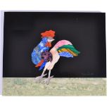 A Pietra Dura Panel, 20th century, worked with a cockerel, signed Fantechi, 14.5cm by 17.5cm