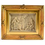 A Wax Bas-Relief Panel, Italian, 19th century, as a scene of classical sacrifice, 12cm by 18cm,