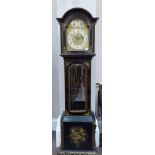 An Ebonised and Floral Painted Chiming Longcase Clock, signed Winterhalder Germany, circa 1910,