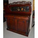 A Victorian Mahogany Mirror-Back Chiffonier, 3rd quarter 19th century, with fret carved pediment
