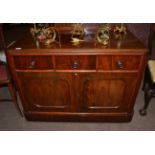 A Victorian Mahogany Small Sideboard, mid 19th century, with three frieze drawers above two