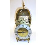 A 17th Century Style Striking Lantern Clock, 20th century, front and side pierced frets, 6-3/4-