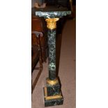 A French Green Marble and Gilt Metal Mounted Plant Pedestal, late 19th/early 20th century, the