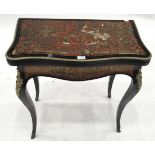 A French Ebonised, Red Tortoiseshell and Brass Inlaid Boulle Style Card Table, circa 1850, of