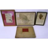 Maps including: Bowen, West Riding, 18thc; Owen and Bowen Three road ribbon maps showing