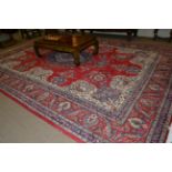 Kashan Carpet Central Iran, circa 1960 The deep indigo field with raspberry central medallion framed