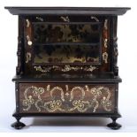 A Continental Bone Inlaid Rosewood Table Cabinet, 19th century, with cavetto cornice over a glazed