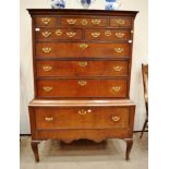 A George III Oak Chest on Stand, 3rd quarter 18th century, the moulded top above an arrangement of