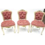 A Set of Three 19th Century Carved Giltwood and Parcel Gilt Salon Chairs, in Louis XV style,