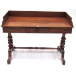 A Pair of Victorian Mahogany Washstands, mid 19th century, each with three-quarter gallery above a