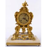 An Ormolu Striking Mantel Clock, circa 1830, scroll decorated case, 3-inch Roman numeral dial,