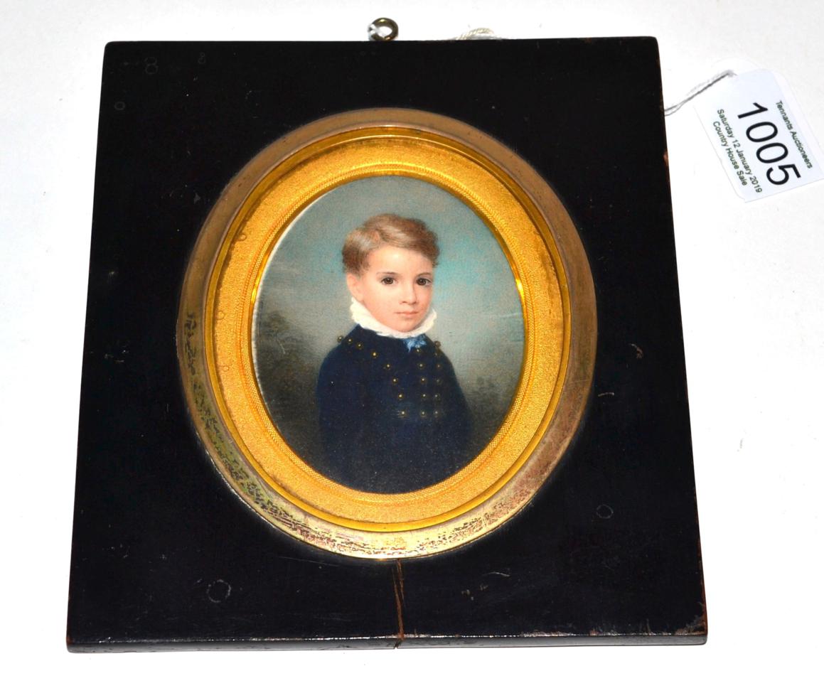 George Hargreaves (1797-1870): A Miniature Bust Portrait of John Gladstone Larkins, as a boy, signed