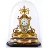 A Gilt Metal Porcelain Mounted Striking Mantel Clock, signed Hry Marc, Paris, circa 1890, urn