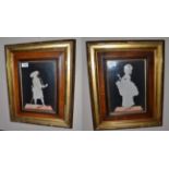 A Pair of Watercolour and Cloth Studies of a Lady and Gentleman, in romantic 18th century dress,