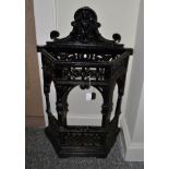 A Victorian Cast Iron and Black Painted Stick Stand, of canted rectangular form, bearing a 19th