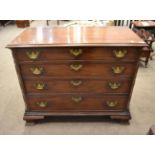 A George III Mahogany Straight Front Chest of Drawers, circa 1760, the moulded top above four long