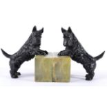 A Pair of Art Deco Austrian Cold Painted Bronze Scottish Terrier Dog Bookends, mounted on