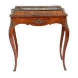 A Louis XV Style Walnut and Tulipwood Banded Planter Table, 3rd quarter 19th century, with pierced