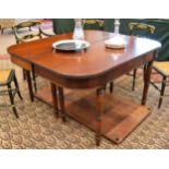 A Mahogany D End Dining Table, early 19th century, with reeded edge above a plain frieze, on